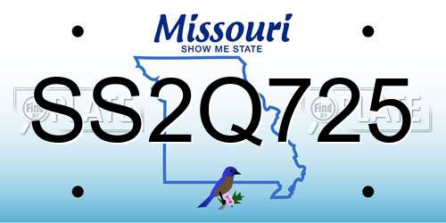 SS2Q725 Missouri License Plate