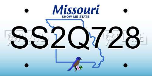 SS2Q728 Missouri License Plate