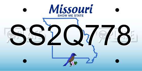 SS2Q778 Missouri License Plate