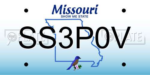 SS3P0V Missouri License Plate