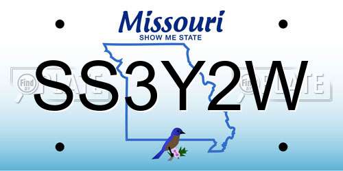 SS3Y2W Missouri License Plate