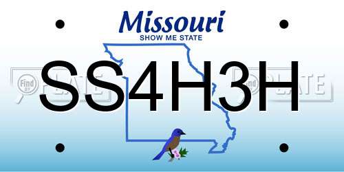 SS4H3H Missouri License Plate