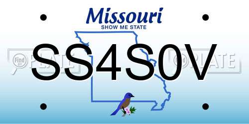 SS4S0V Missouri License Plate