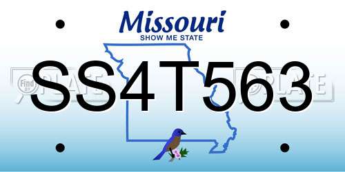 SS4T563 Missouri License Plate