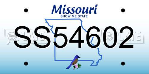 SS54602 Missouri License Plate