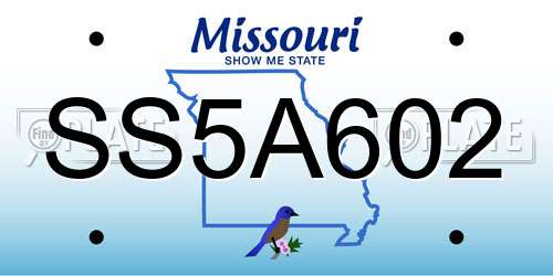 SS5A602 Missouri License Plate