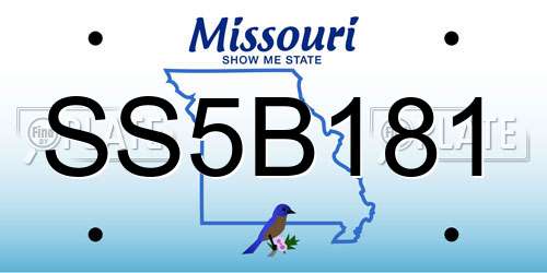 SS5B181 Missouri License Plate