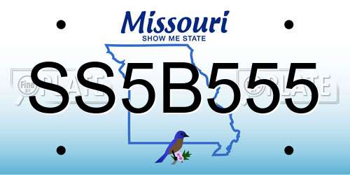 SS5B555 Missouri License Plate
