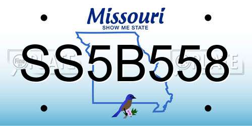 SS5B558 Missouri License Plate