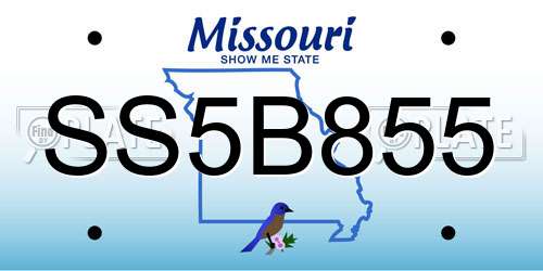 SS5B855 Missouri License Plate