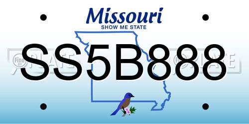 SS5B888 Missouri License Plate