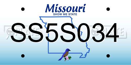SS5S034 Missouri License Plate