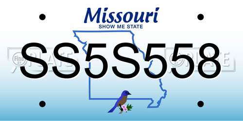 SS5S558 Missouri License Plate