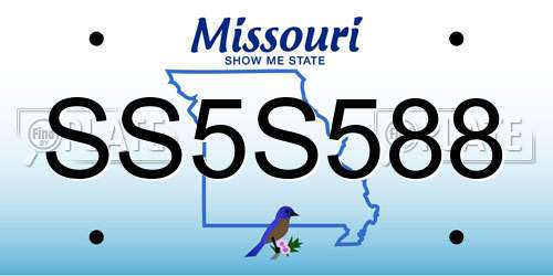 SS5S588 Missouri License Plate