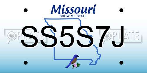 SS5S7J Missouri License Plate