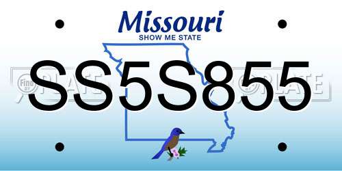 SS5S855 Missouri License Plate