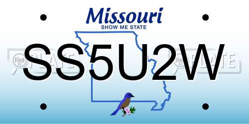 SS5U2W Missouri License Plate