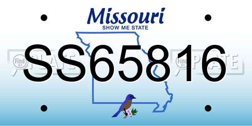 SS65816 Missouri License Plate