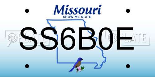 SS6B0E Missouri License Plate