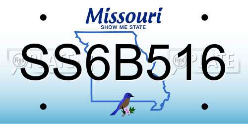 SS6B516 Missouri License Plate