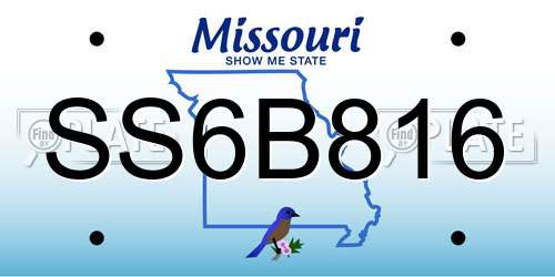 SS6B816 Missouri License Plate