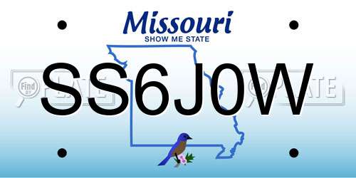 SS6J0W Missouri License Plate