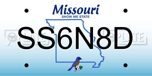 SS6N8D Missouri License Plate
