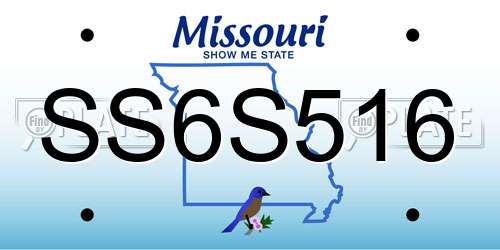 SS6S516 Missouri License Plate