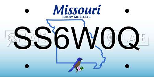 SS6W0Q Missouri License Plate