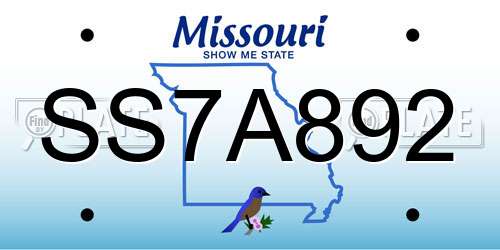 SS7A892 Missouri License Plate