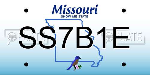 SS7B1E Missouri License Plate