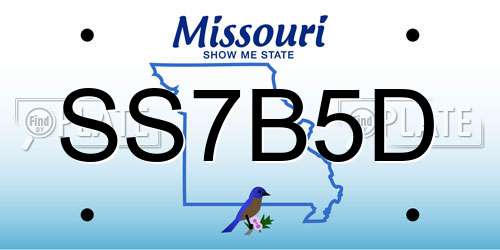 SS7B5D Missouri License Plate