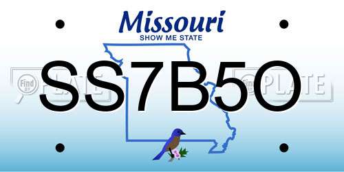 SS7B5O Missouri License Plate