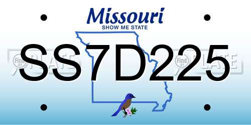 SS7D225 Missouri License Plate