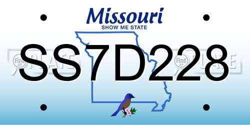 SS7D228 Missouri License Plate