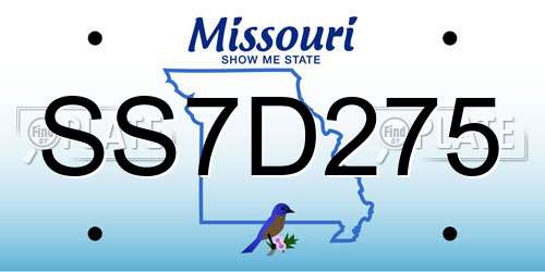 SS7D275 Missouri License Plate