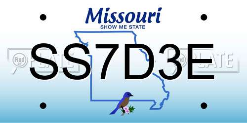 SS7D3E Missouri License Plate