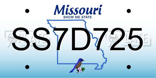 SS7D725 Missouri License Plate