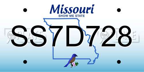 SS7D728 Missouri License Plate