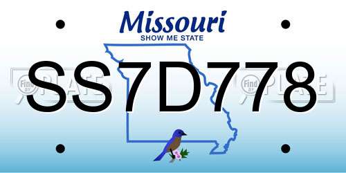 SS7D778 Missouri License Plate