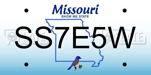 SS7E5W Missouri License Plate