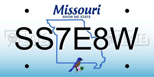 SS7E8W Missouri License Plate