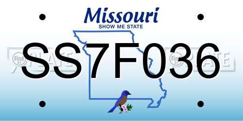 SS7F036 Missouri License Plate