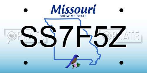 SS7F5Z Missouri License Plate