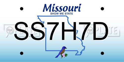 SS7H7D Missouri License Plate