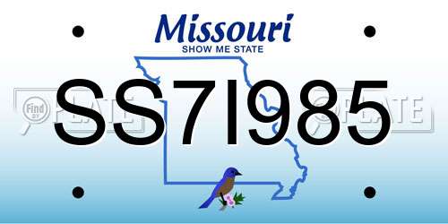 SS7I985 Missouri License Plate