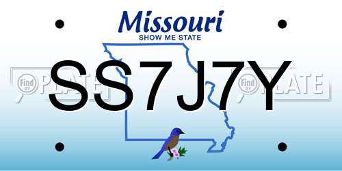SS7J7Y Missouri License Plate