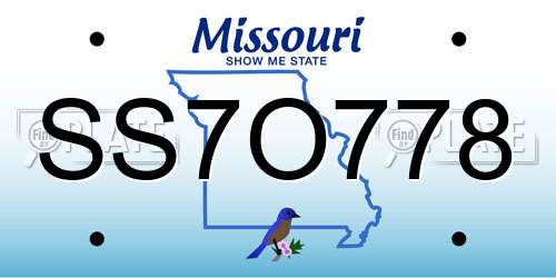 SS7O778 Missouri License Plate