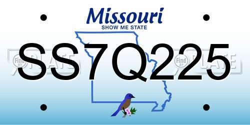 SS7Q225 Missouri License Plate