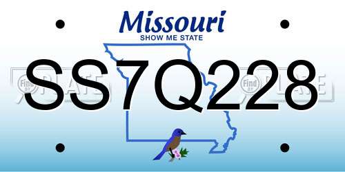 SS7Q228 Missouri License Plate